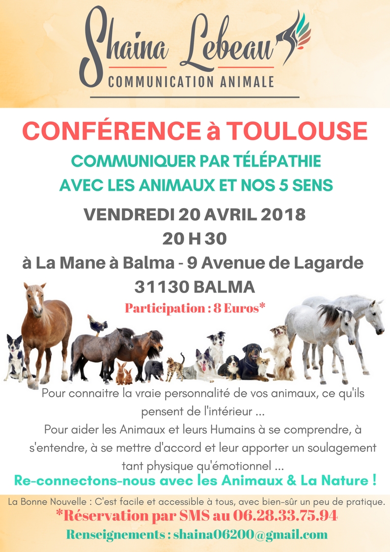Communiquer avec animaux conférence à La Mane Balma